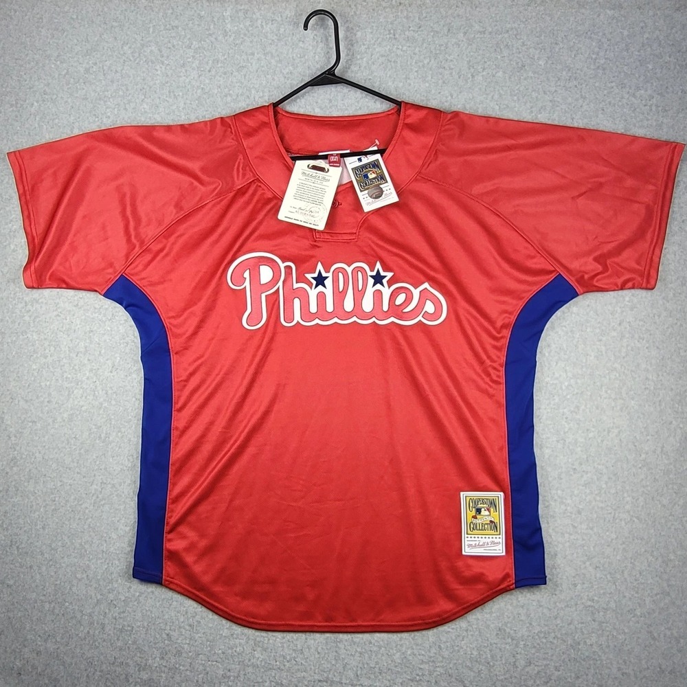 Mitchell & Ness Cooperstown Jersey Phillies Mens‎ Medium Red Blue MLB